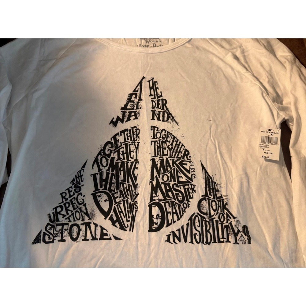 NWT Universal Studios Wizarding World Harry Potter Shirt Deathly Hallows M White - Picture 3 of 5